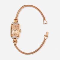 A 14K Rose Gold and Diamond Tiffany & Co. Watch Retro, c.1940