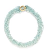 An 18 Karat Yellow Gold and Aquamarine Bead Necklace, Gumps,