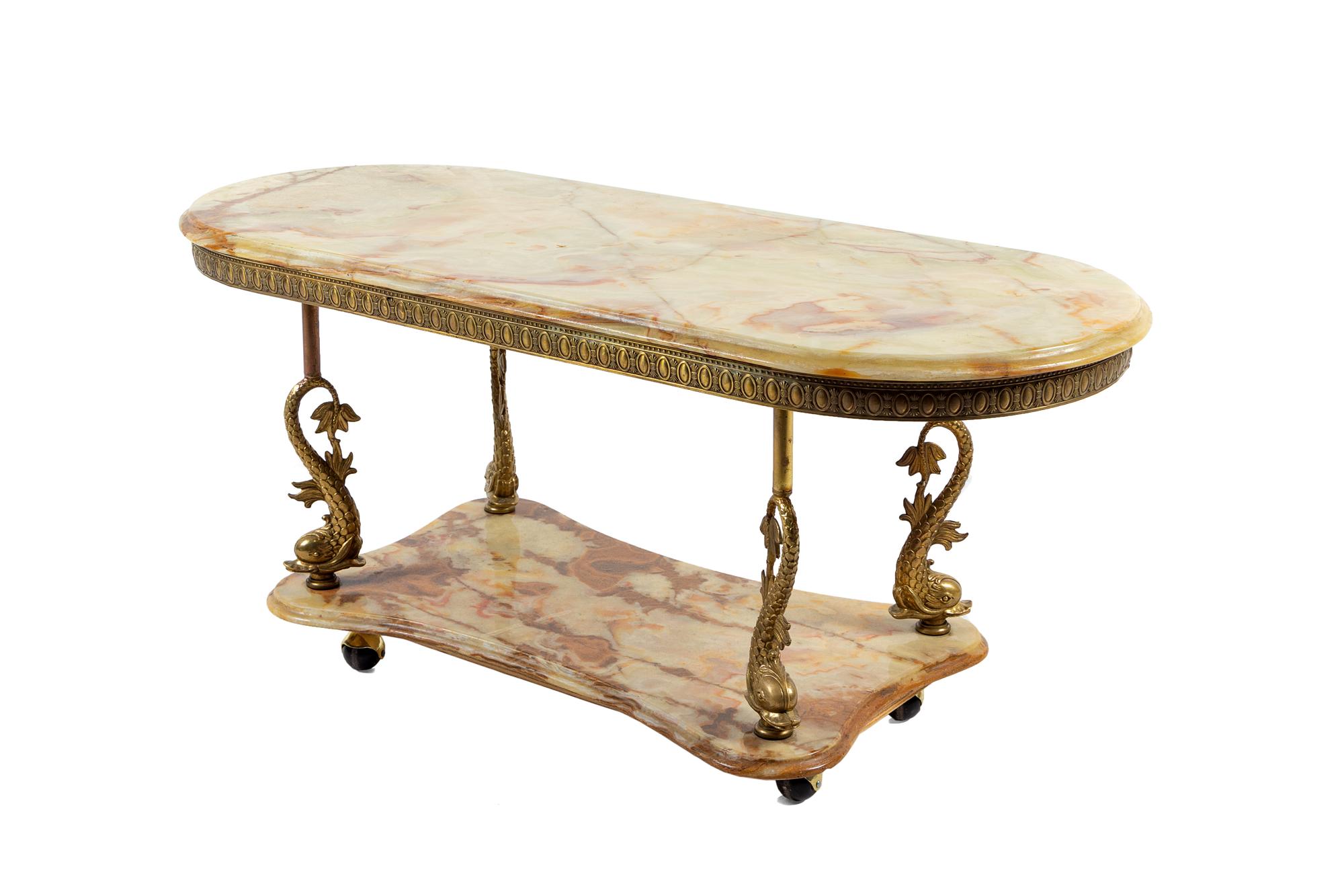 A Victorian Brass and Onyx Side Table