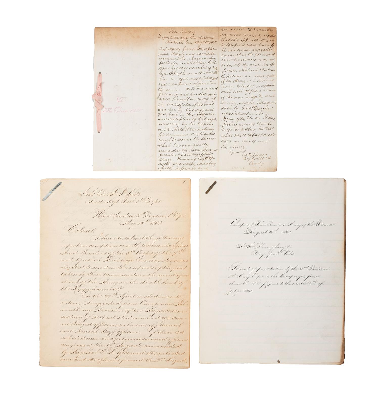 [CIVIL WAR]. Military reports, maps, post-war letters from Union and Confederate officers, and other papers gathered by Union Army officer Louis-Philippe-Albert d'Orléans, comte de Paris (1838-1894), while conducting research for his book History of the Civil War in America .
