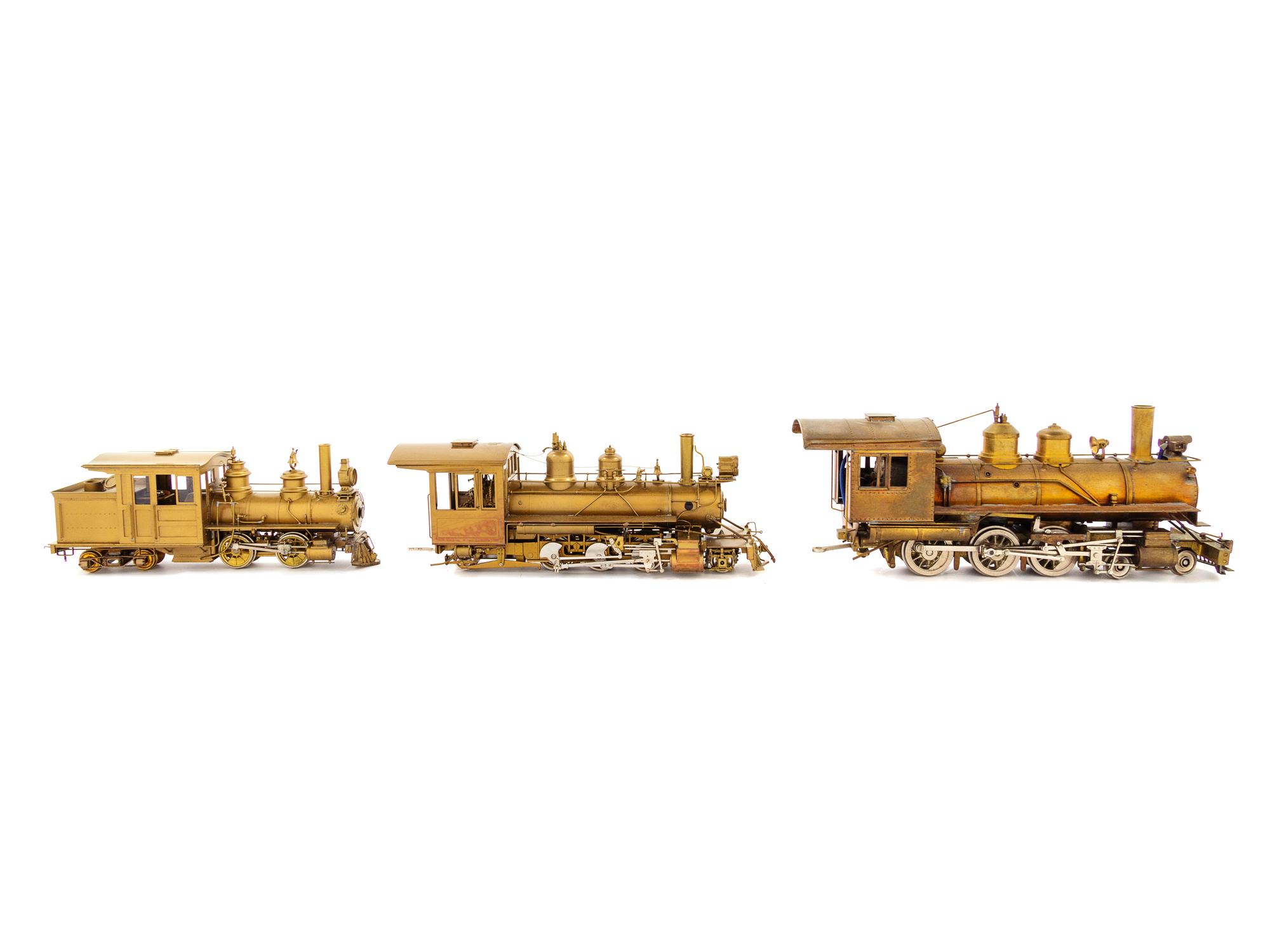 A Group of Three Brass Locomotives