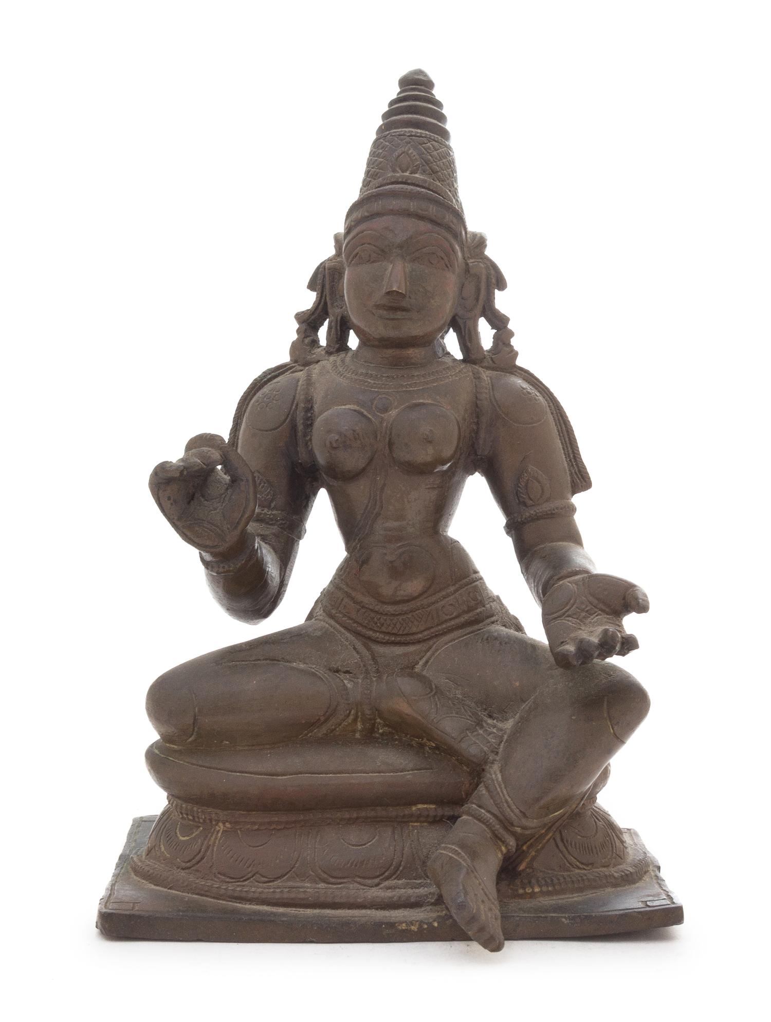 An Indian Iron Seated Parvati Height 8 inches. — 19TH CENTURY