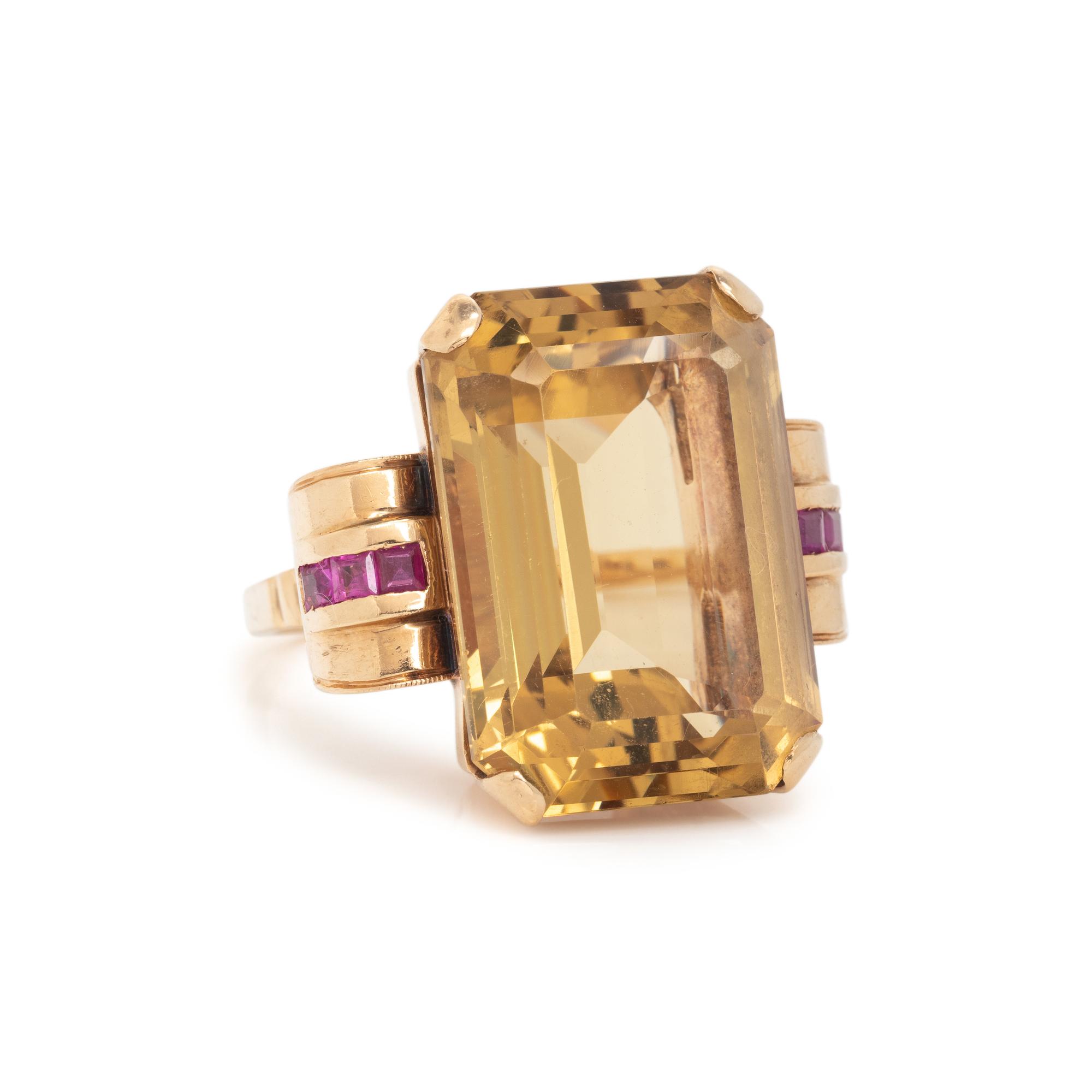 RETRO, CITRINE AND RUBY RING