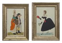 English School 19th Century, A Pair of Drawings: A Fine Couple and Stylish Coquette