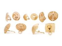 COLLECTION OF YELLOW GOLD EARCLIPS