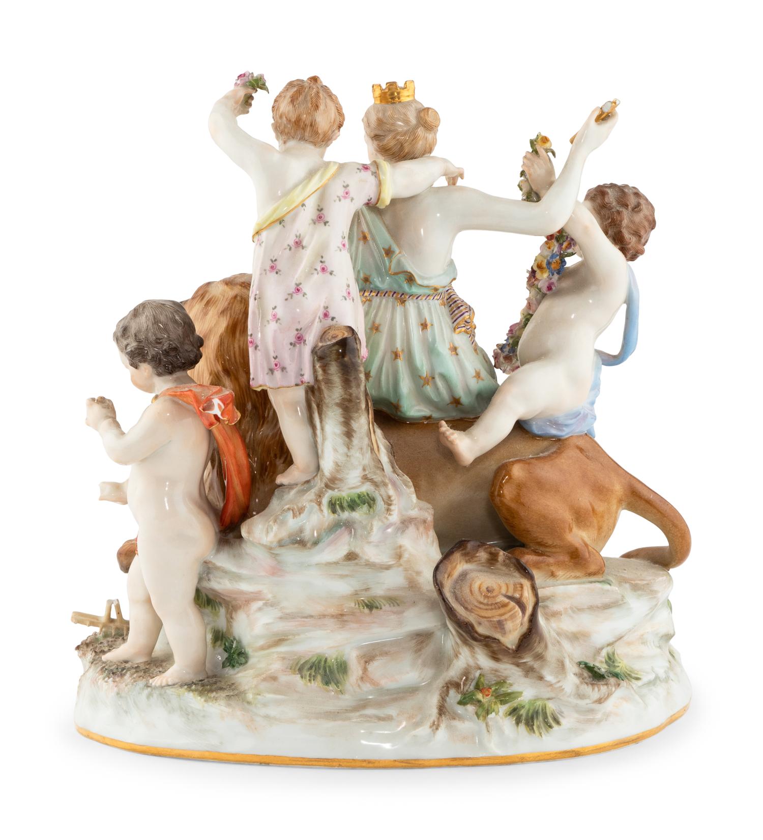 A Meissen Porcelain Group of Cybele Attended by Four Putti
