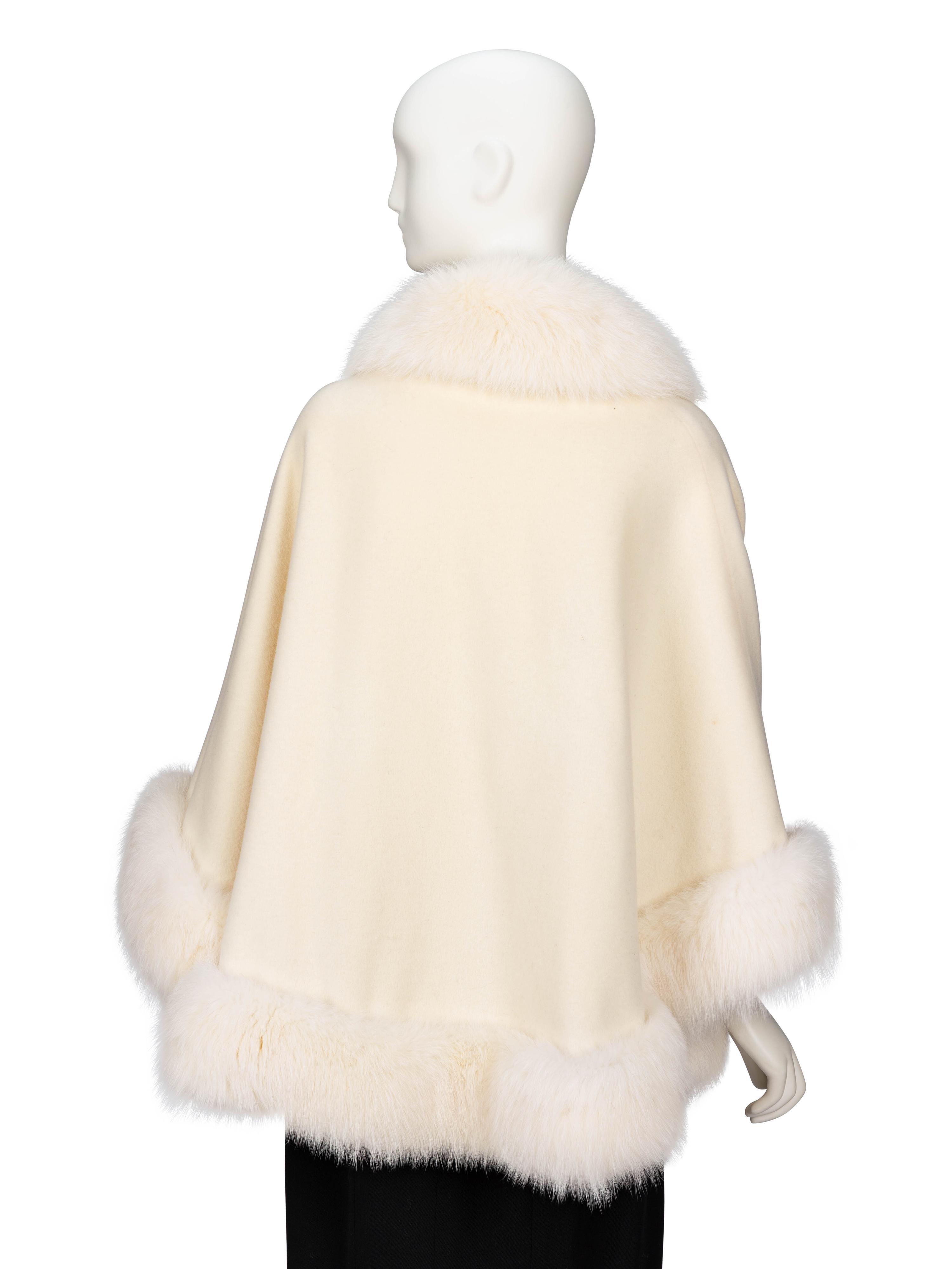 Revillon, Cream Fox Fur & Wool Cape