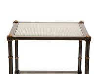 A Pair of Regency Style Ebonized and Gilt Decorated Side Tables