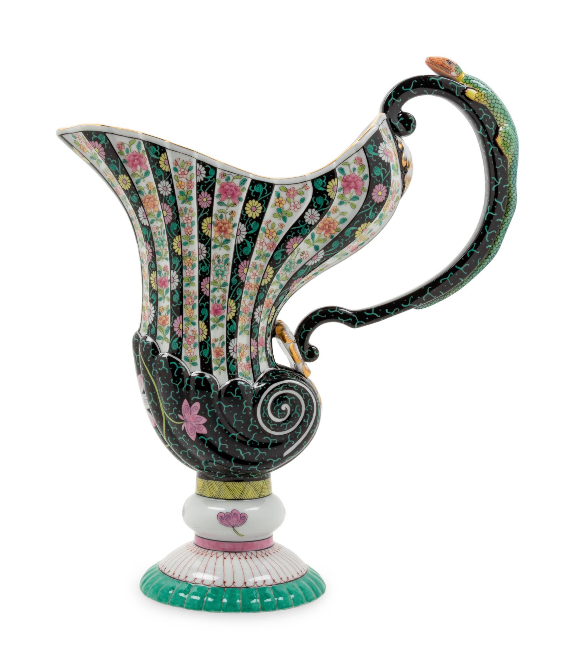 A Herend Porcelain Black Dynasty Pitcher