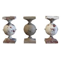 A Set of Three Frank Lloyd Wright Terra Cotta Decorative Balusters from the Robert Roloson Rowhouses 9" W x 9" D x 17" H — United States, Circa 1894