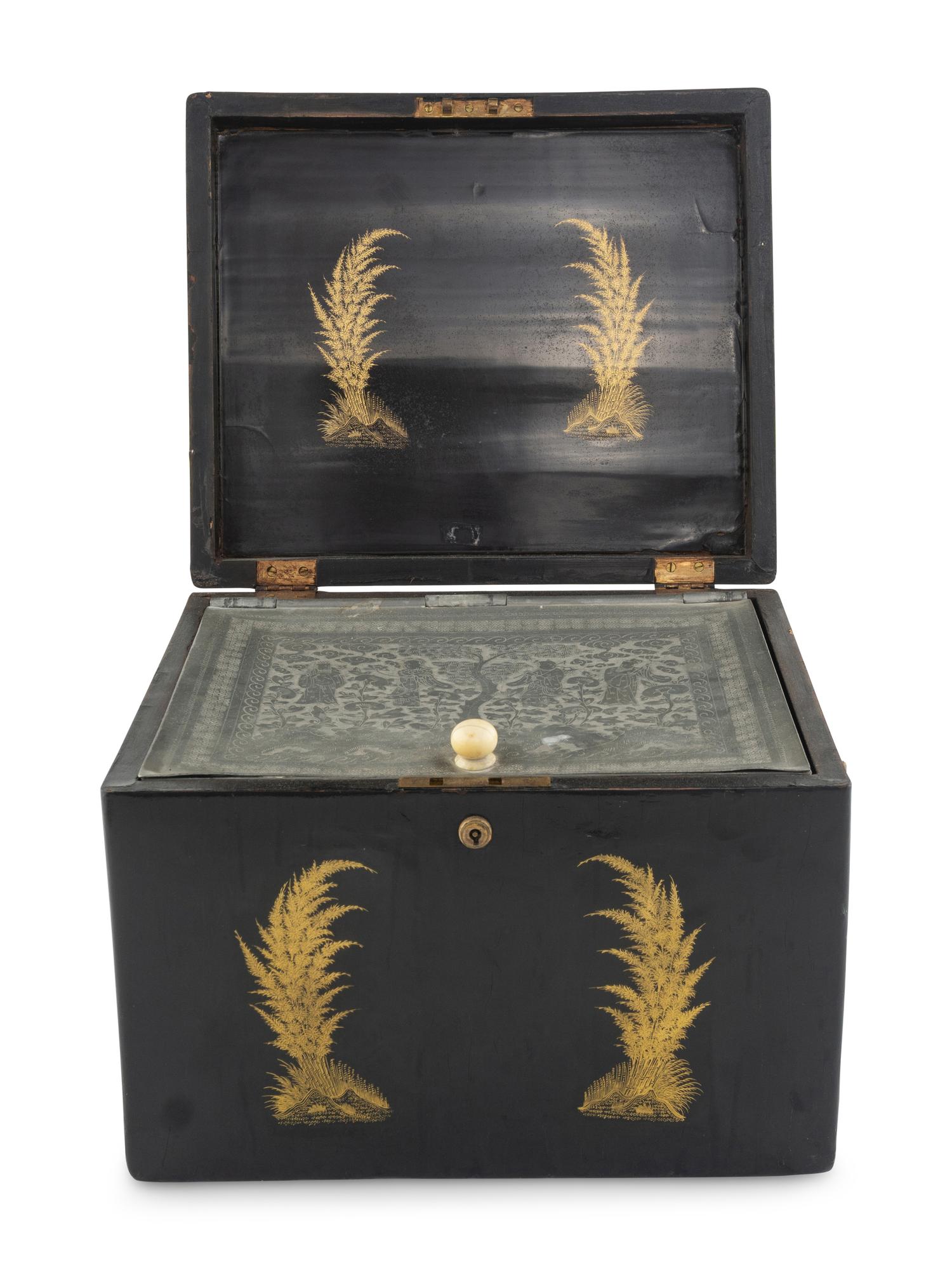 A Japanese Export Lacquer Humidor or Tea Caddy