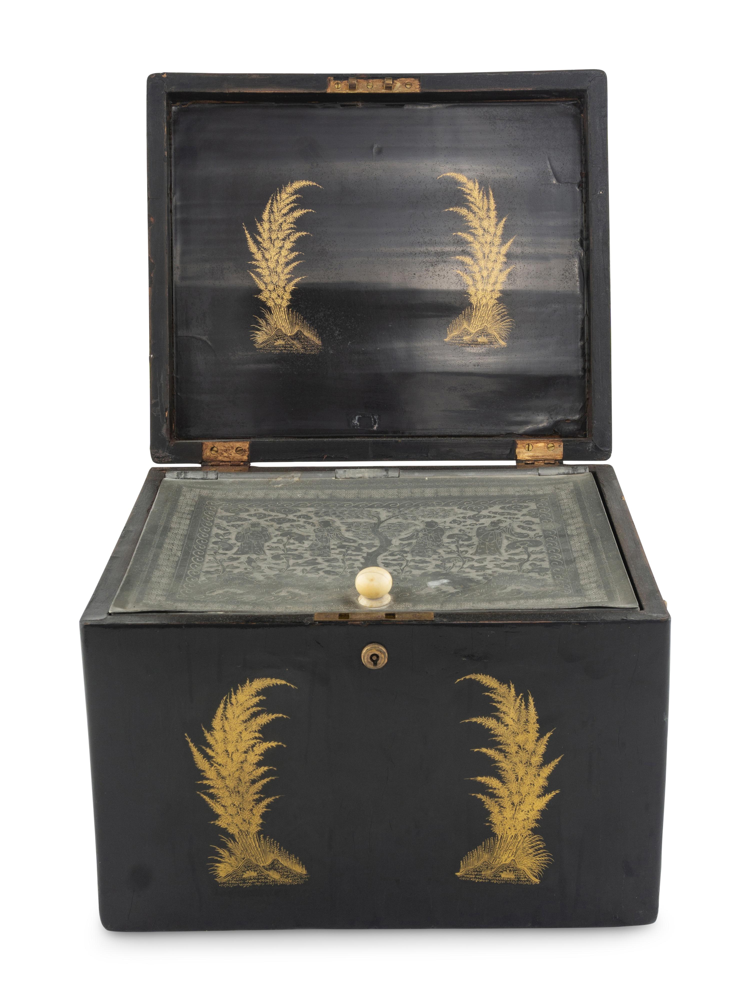A Japanese Export Lacquer Humidor or Tea Caddy