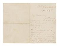 BOOTH, John Wilkes (1838-1865). Autograph letter signed ("J.W.B") to "My dear miss" from the St. Charles Theater, New Orleans, 4 April [1864].