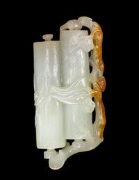 A Celadon and Russet Jade Carving