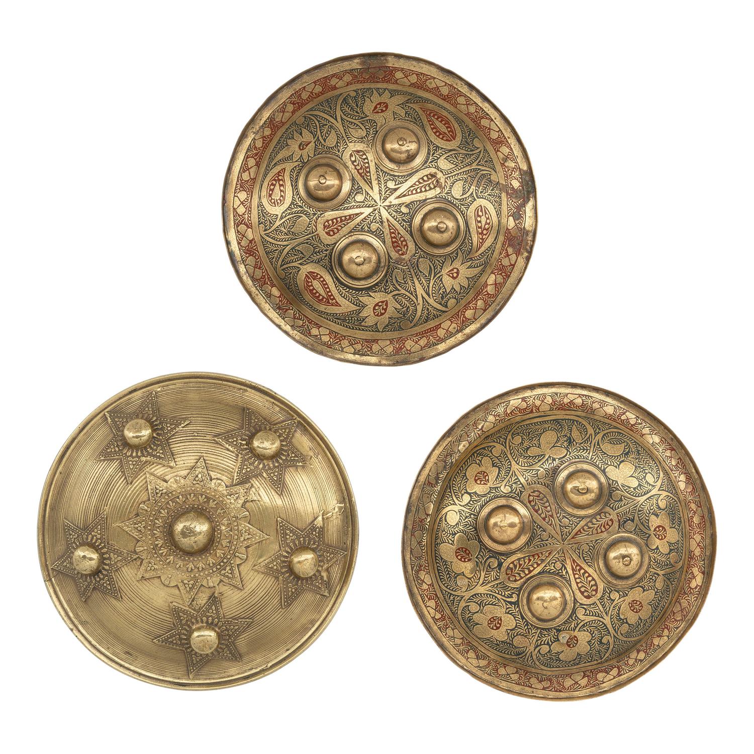 Cast Sumatran Minangkabau Acehnese Shield with Two Dahl Bucklers