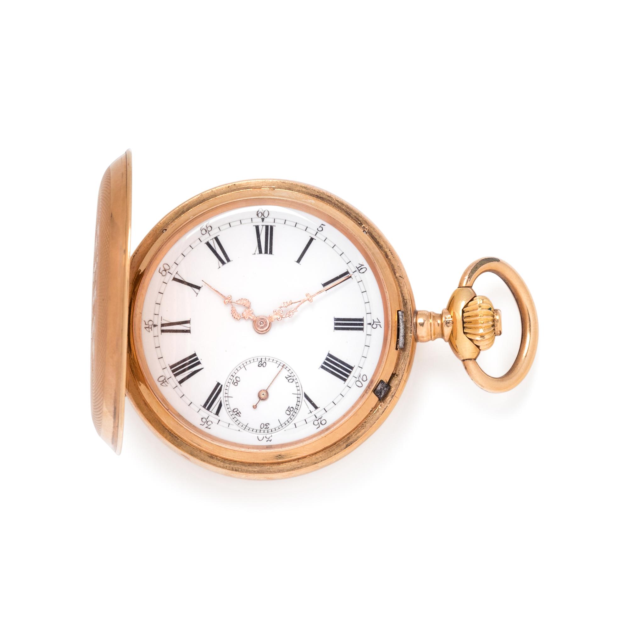 18K YELLOW GOLD HUNTER CASE POCKET WATCH