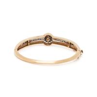 YELLOW GOLD, CULTURED PEARL, DIAMOND AND ENAMEL BANGLE BRACELET