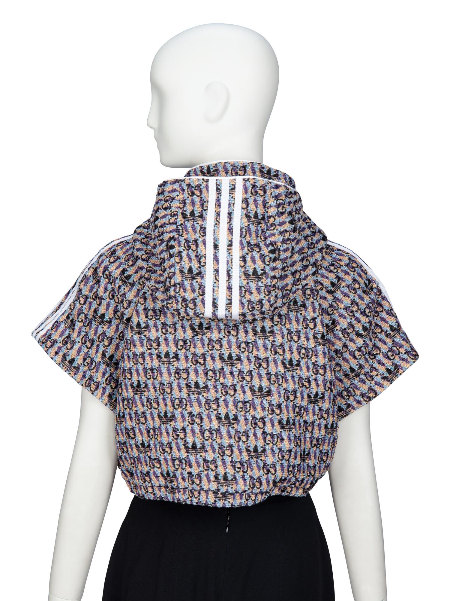 GUCCI x ADIDAS, MONOGRAM TWEED CROP JACKET - UNSOLD, FOR TAG SALE