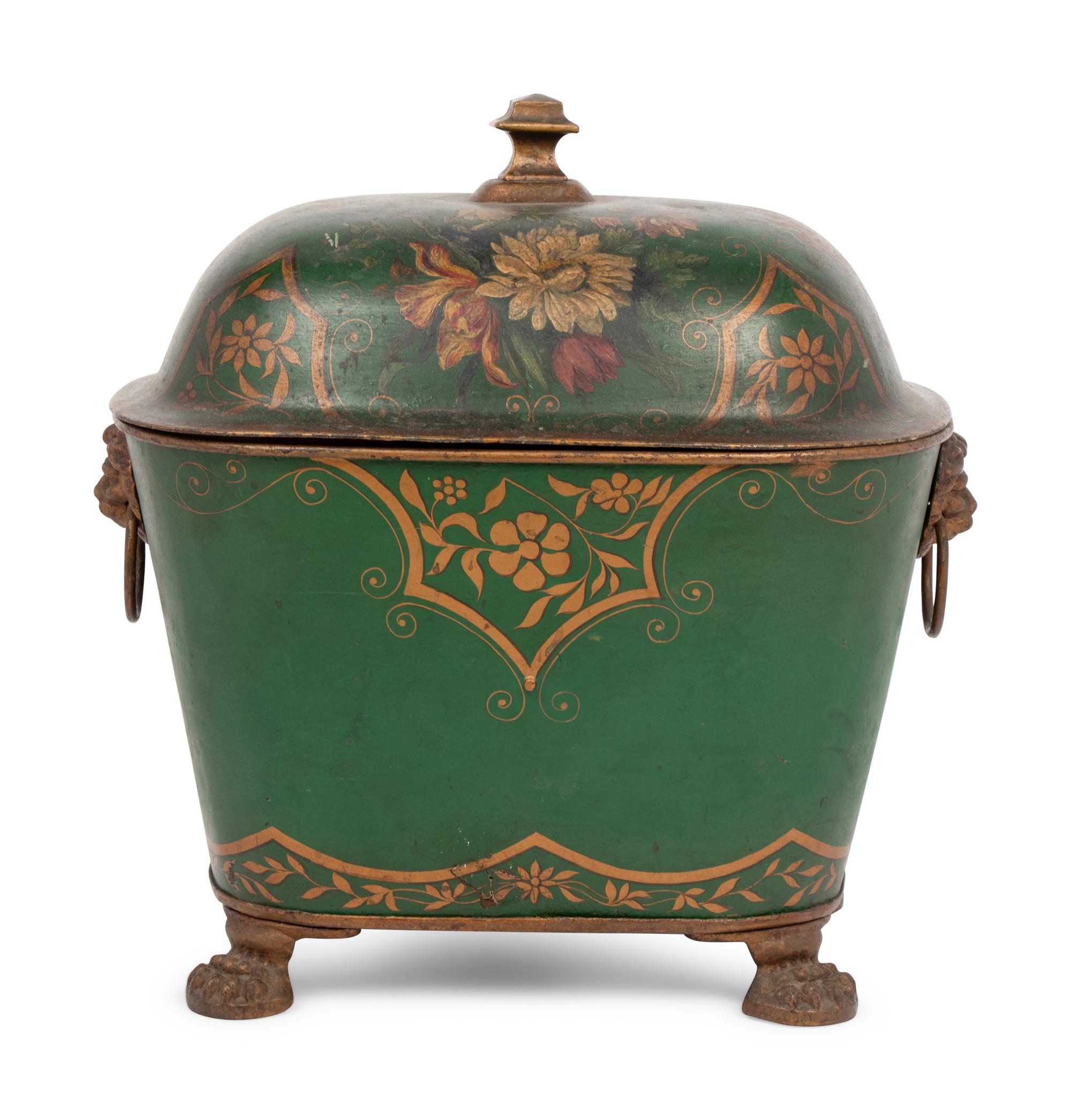 An English Painted Tôle Coal Scuttle