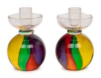 A Pair of Murano Glass Candlesticks