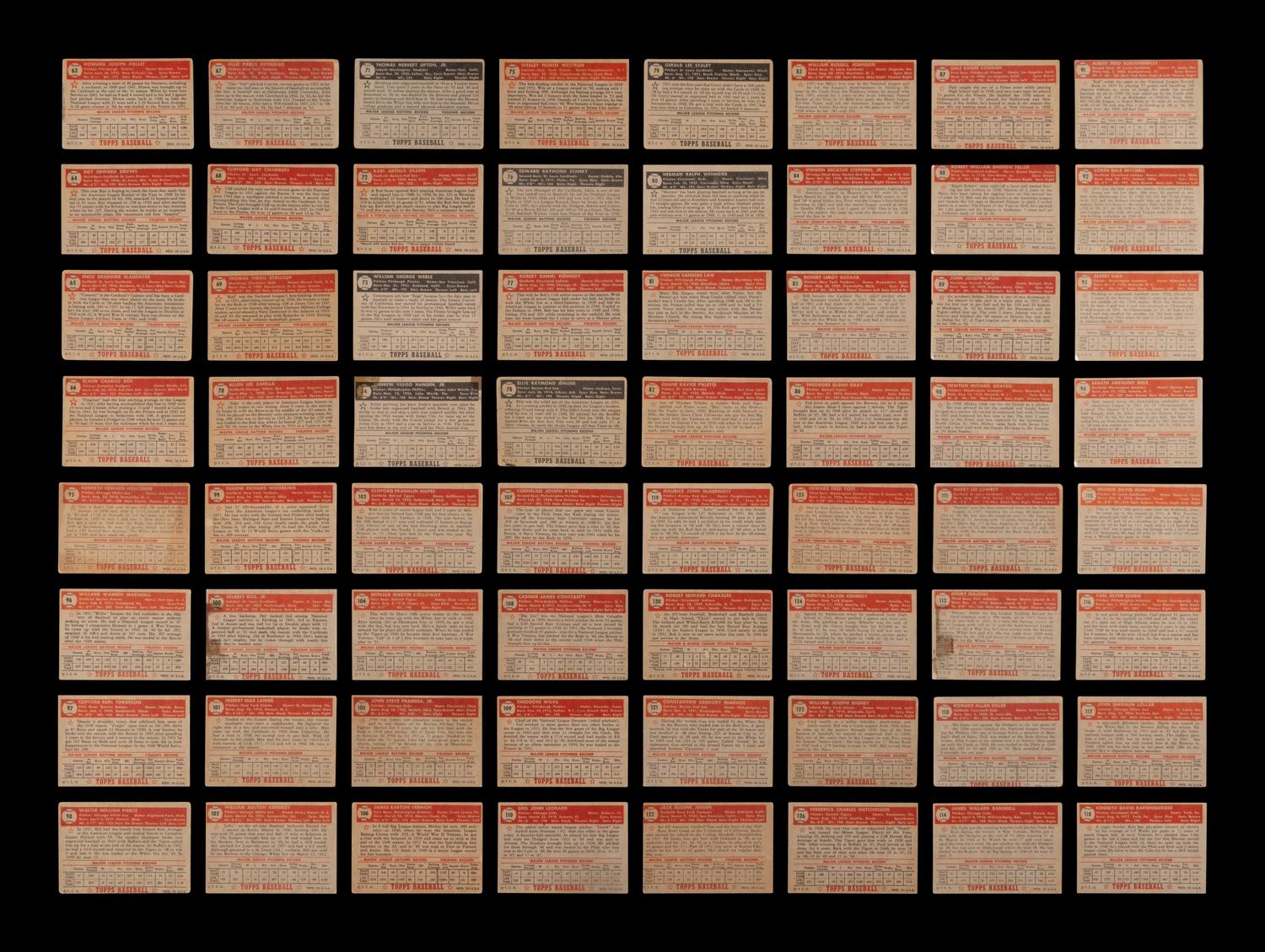 A Near Set of 1952 Topps Baseball Cards (402/407) Featuring 93 High Numbers