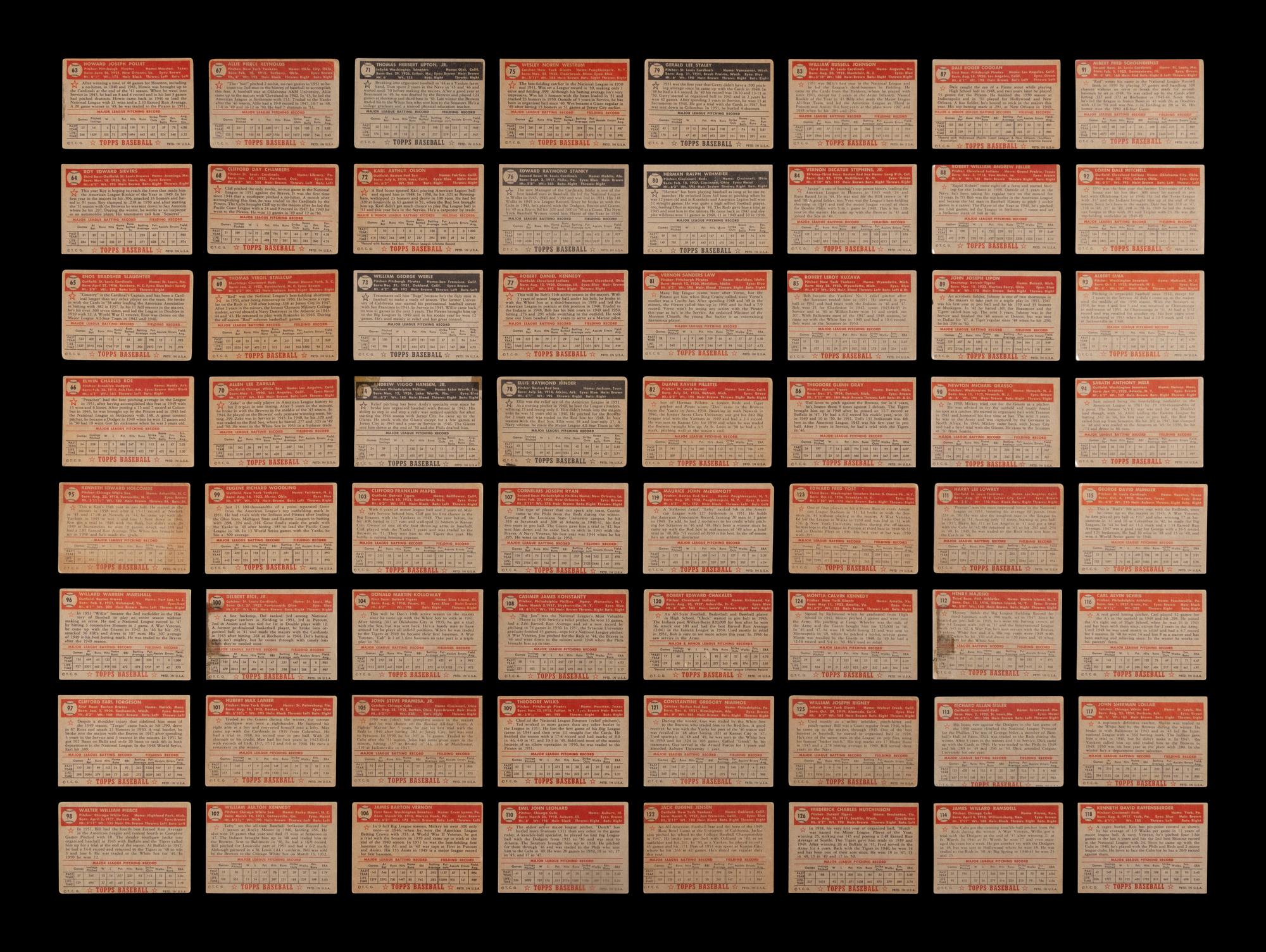 A Near Set of 1952 Topps Baseball Cards (402/407) Featuring 93 High Numbers