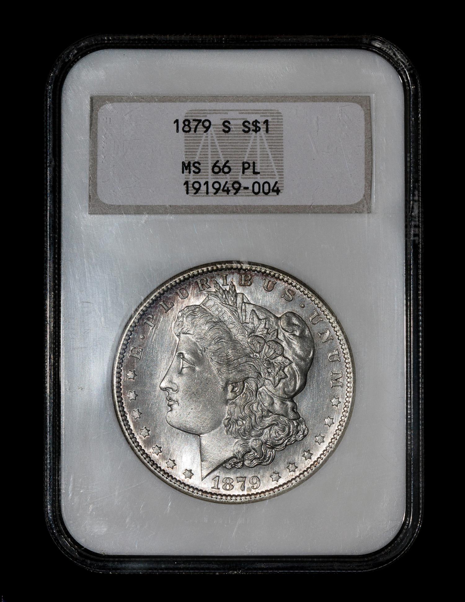 A United States 1879-S Morgan Silver $1 Coin — NGC graded MS66