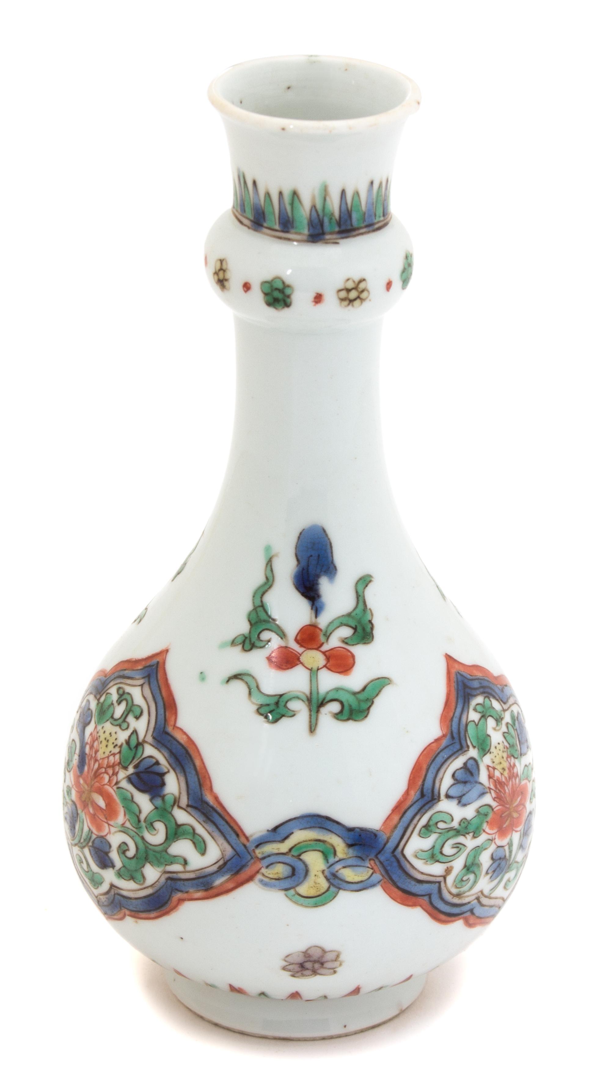 A Chinese Export Famille Verte Porcelain Bottle Vase — KANGXI PERIOD (1661-1722)