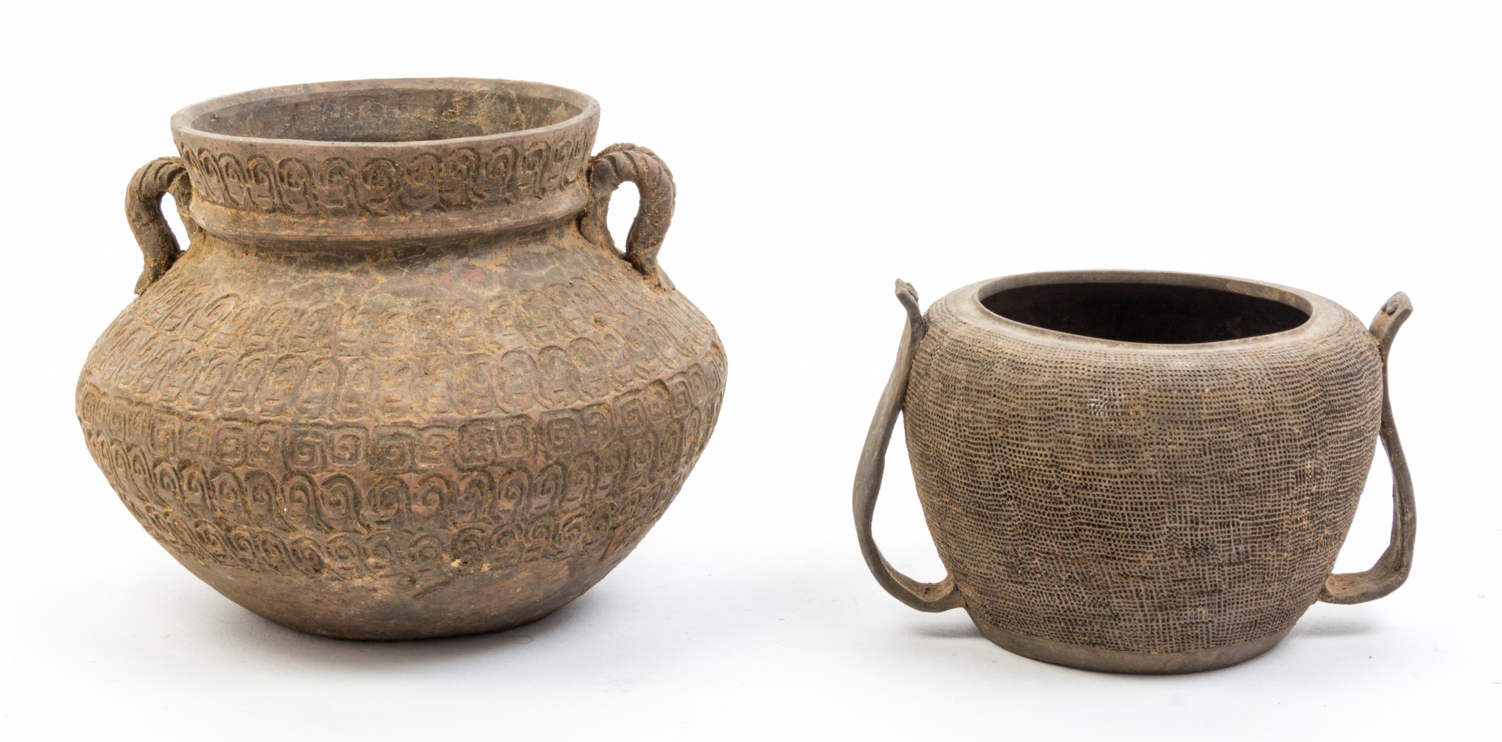 Four Neolithic Style Pottery Vessels Height of first 6 1/4 inches.