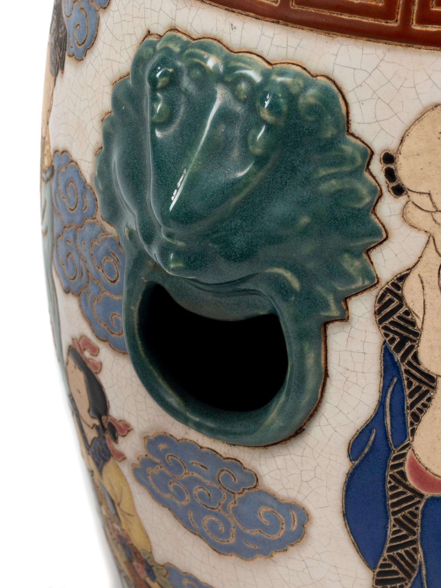 A Pair of Japanese Polychrome Enameled Earthenware Garden Seats