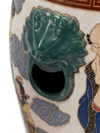 A Pair of Japanese Polychrome Enameled Earthenware Garden Seats
