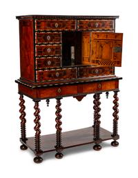 A Dutch Baroque Style Marquetry Cabinet on Stand