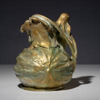 Amphora Melon form with Nouveau Nude Figure Turn-Teplitz, c. 1900