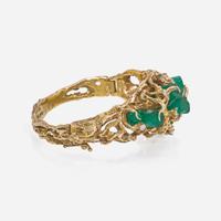 A 14K Yellow Gold, Beryl, and Diamond Bracelet