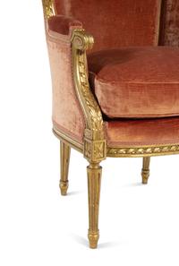 An Assembled Louis XVI Style Giltwood Seating Suite