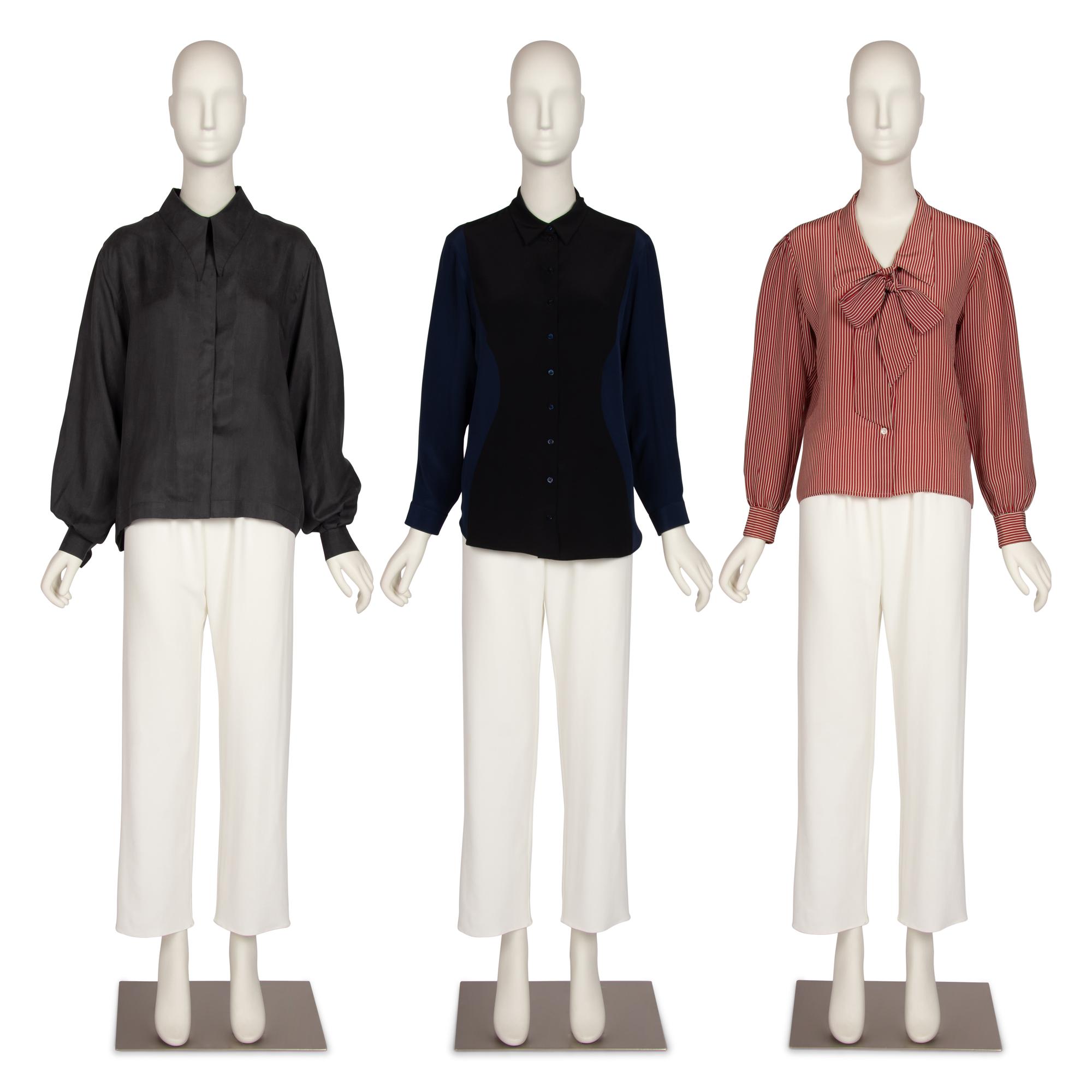 Three Designer Dress Shirts by Christian Dior, Yves Saint Laurent, and Claude Montana, 1980-2000s
