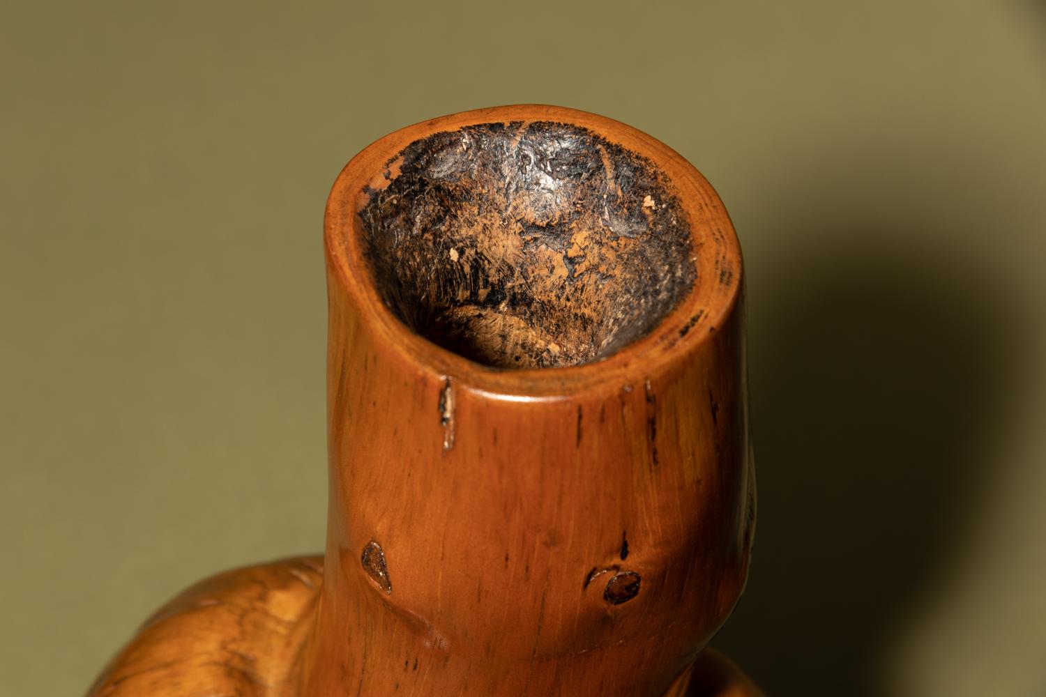 A Carved Wood Root Tianqiuping- Form Vase