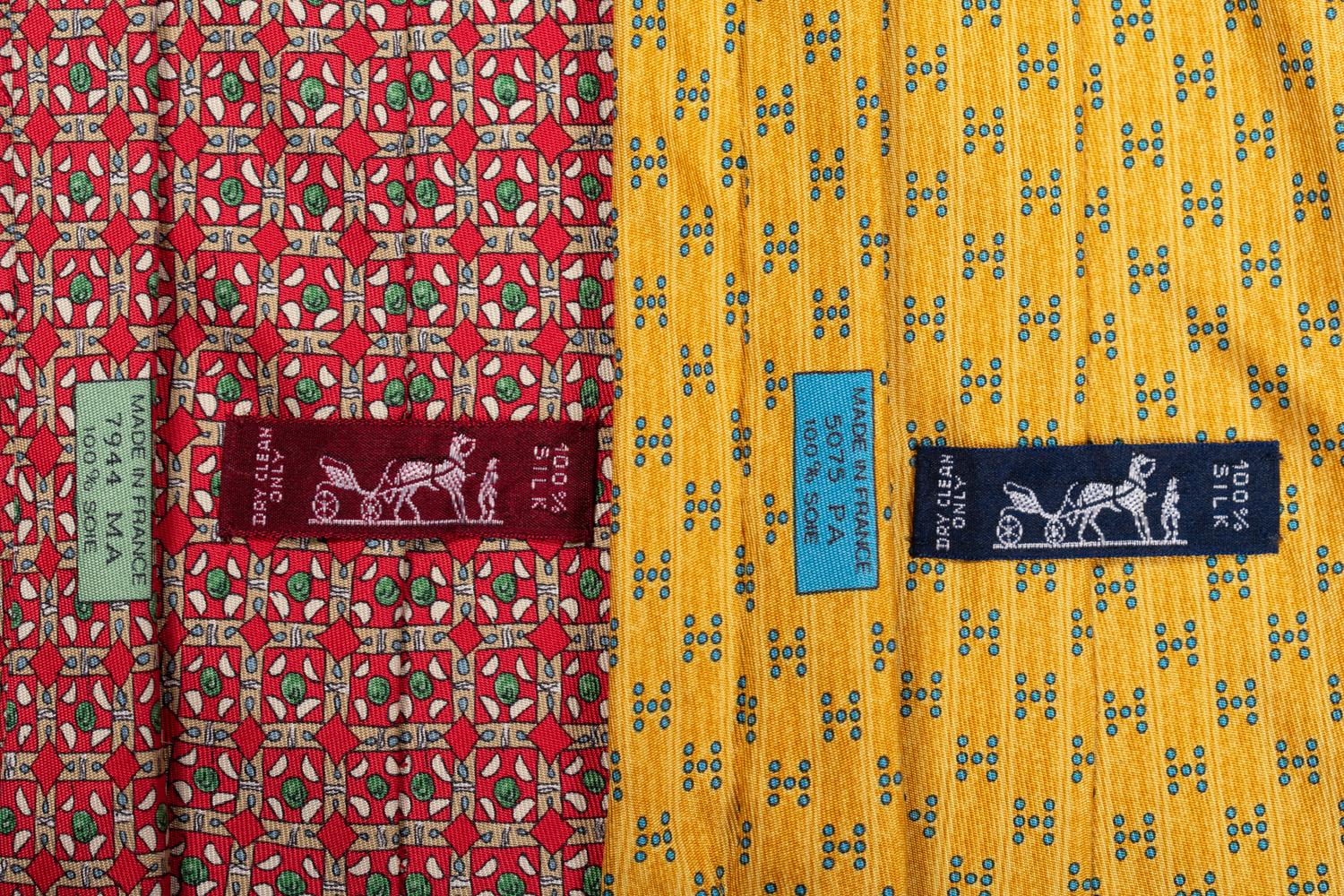 Four Hermès Items: Two 90cm Scarves and Two Ties