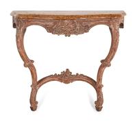 A Louis XV Style Painted and Marble-Top Console Table