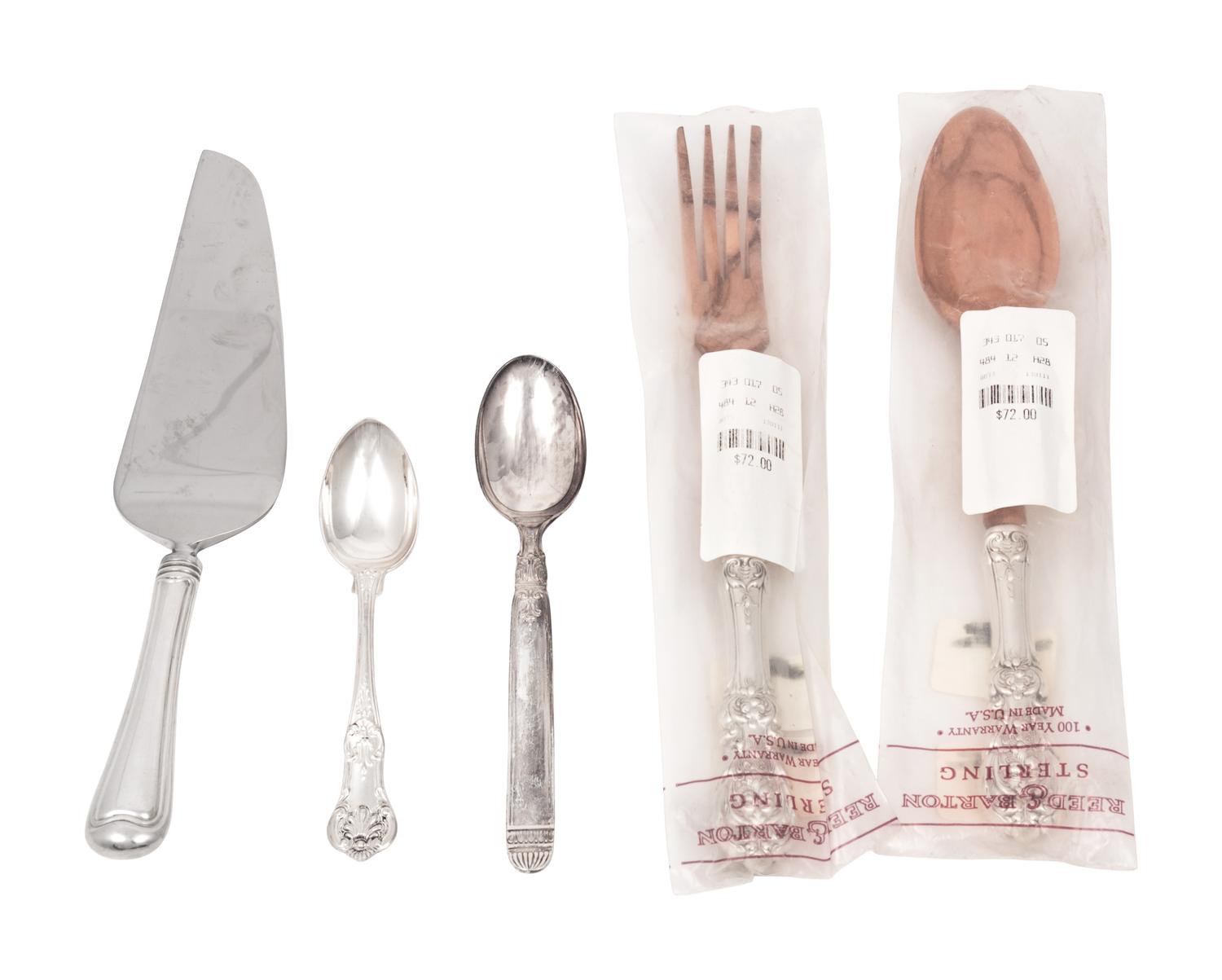 An American Silver Mounted Two-Piece Salad Serving Set