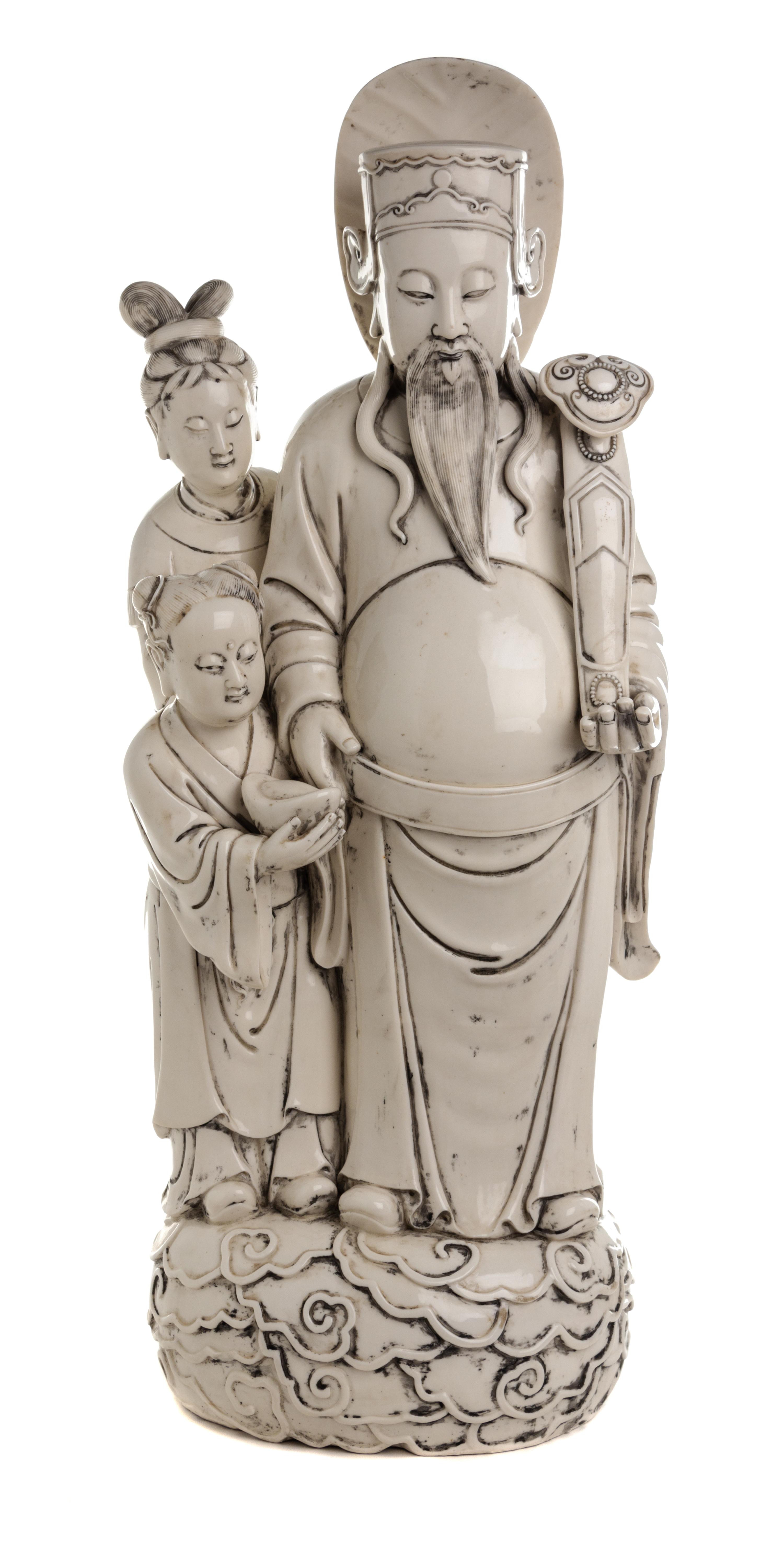 A Chinese Blanc de Chine Figural Group Height 28 inches. — 20TH CENTURY