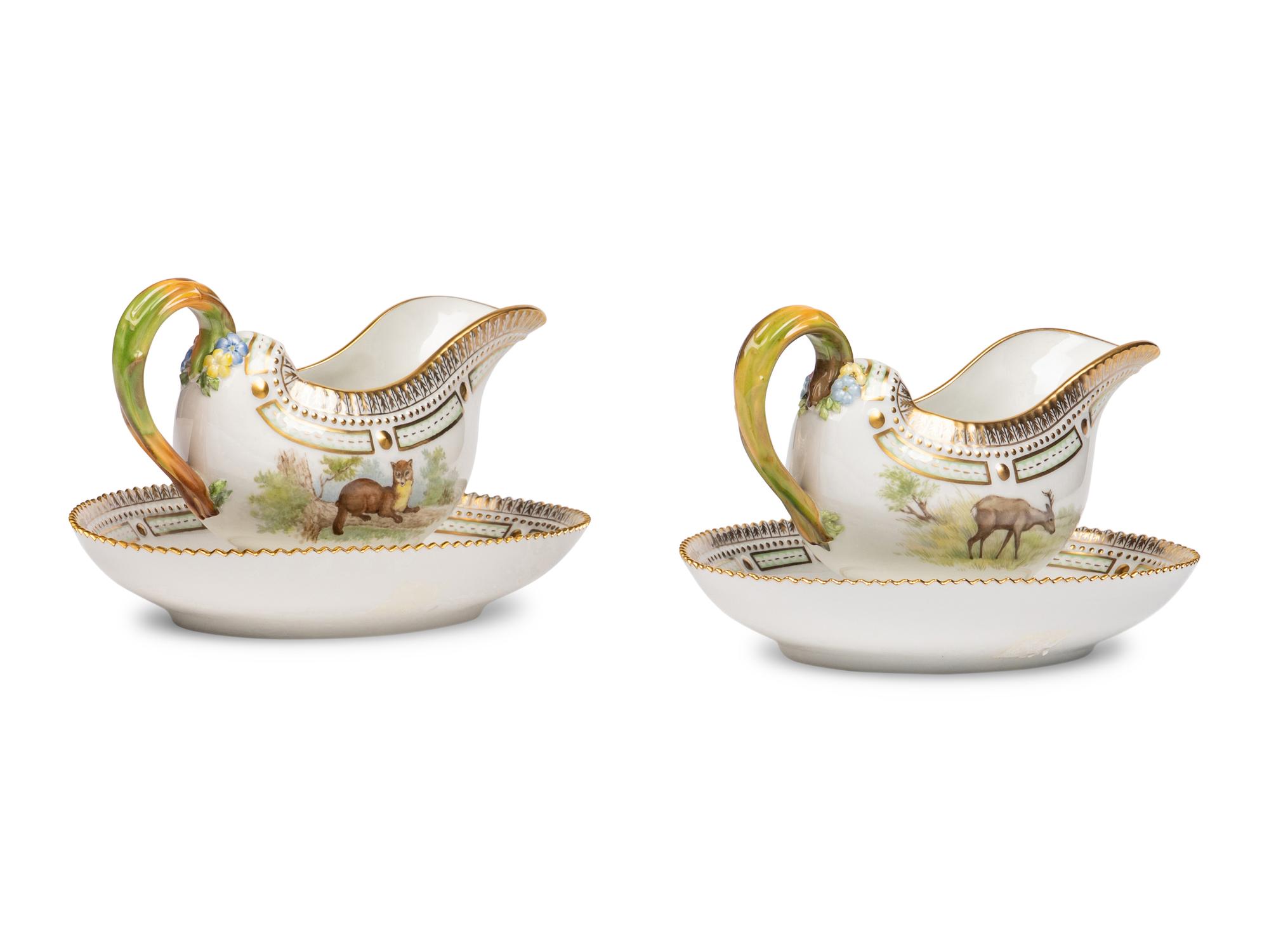 A Pair of Royal Copenhagen Fauna Danica Porcelain Sauce Boats