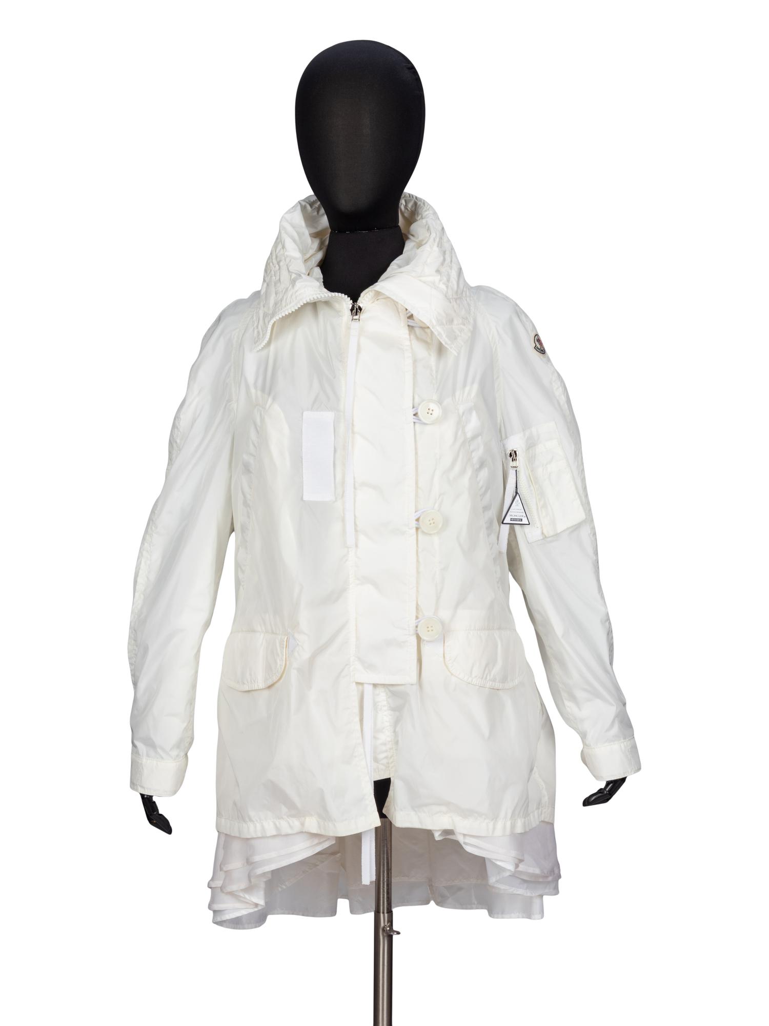 Moncler x Sacai, White 'Sora' Parka Jacket NWT