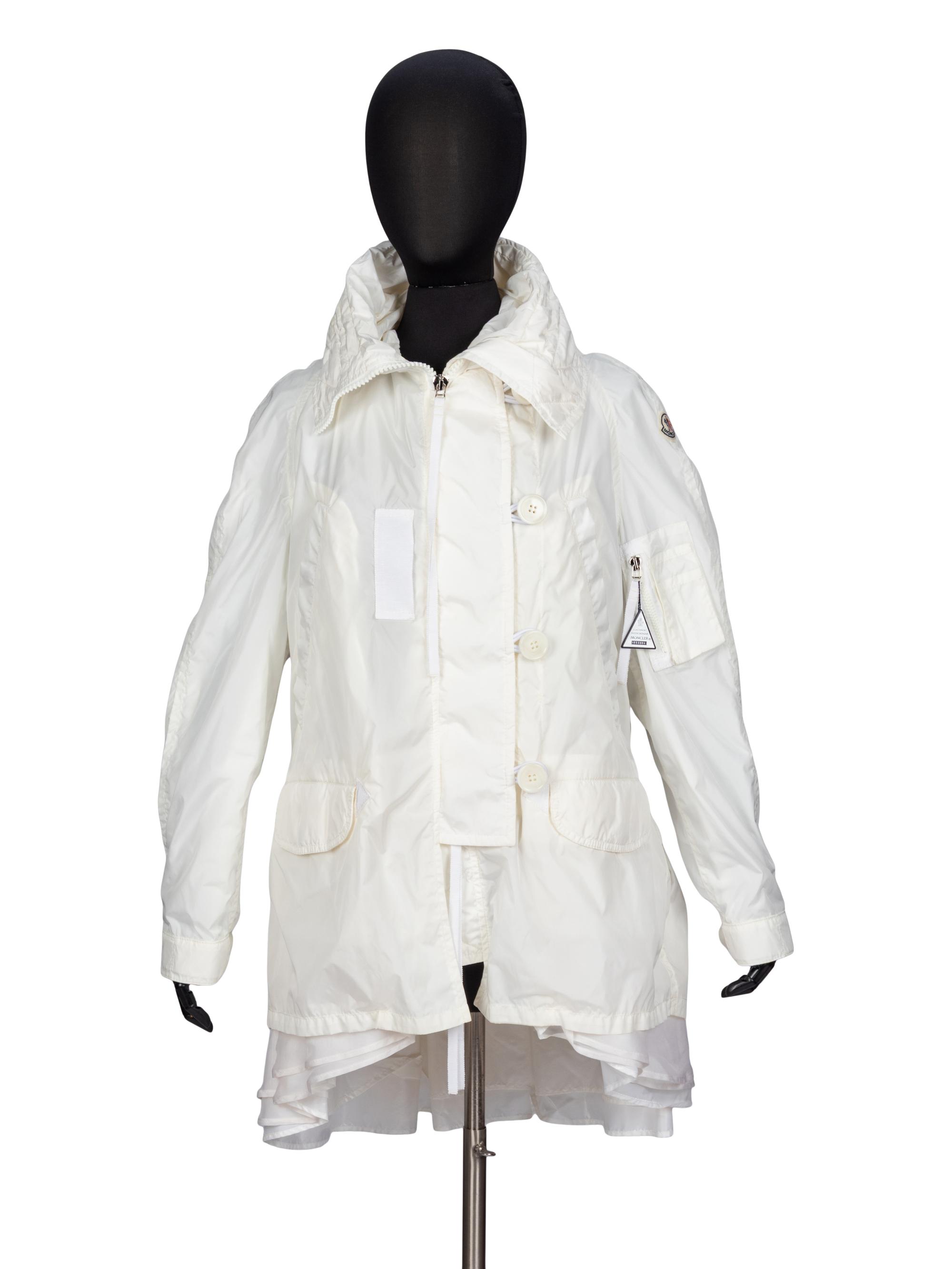 Moncler x Sacai, White 'Sora' Parka Jacket NWT