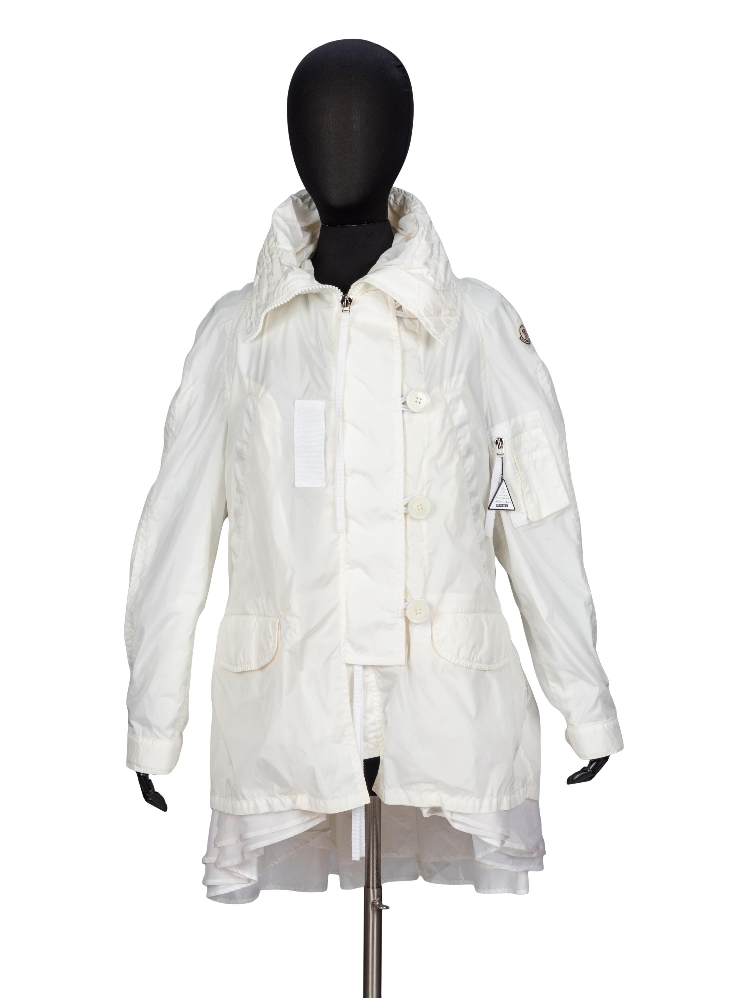 Moncler x Sacai, White 'Sora' Parka Jacket NWT