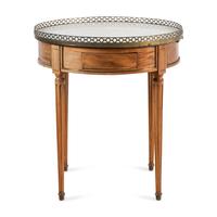 A Louis XVI Style Mahogany Marble-Top Bouillotte Table