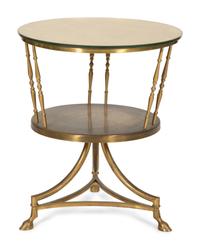 A Gilt Metal and Glass-Top Two-Tier Side Table