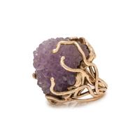 YELLOW GOLD AND AMETHYST CRYSTAL RING