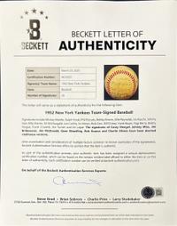 A 1952 New York Yankees Team Signed Autograph Baseball Including Mickey Mantle (Beckett Authentication Services)