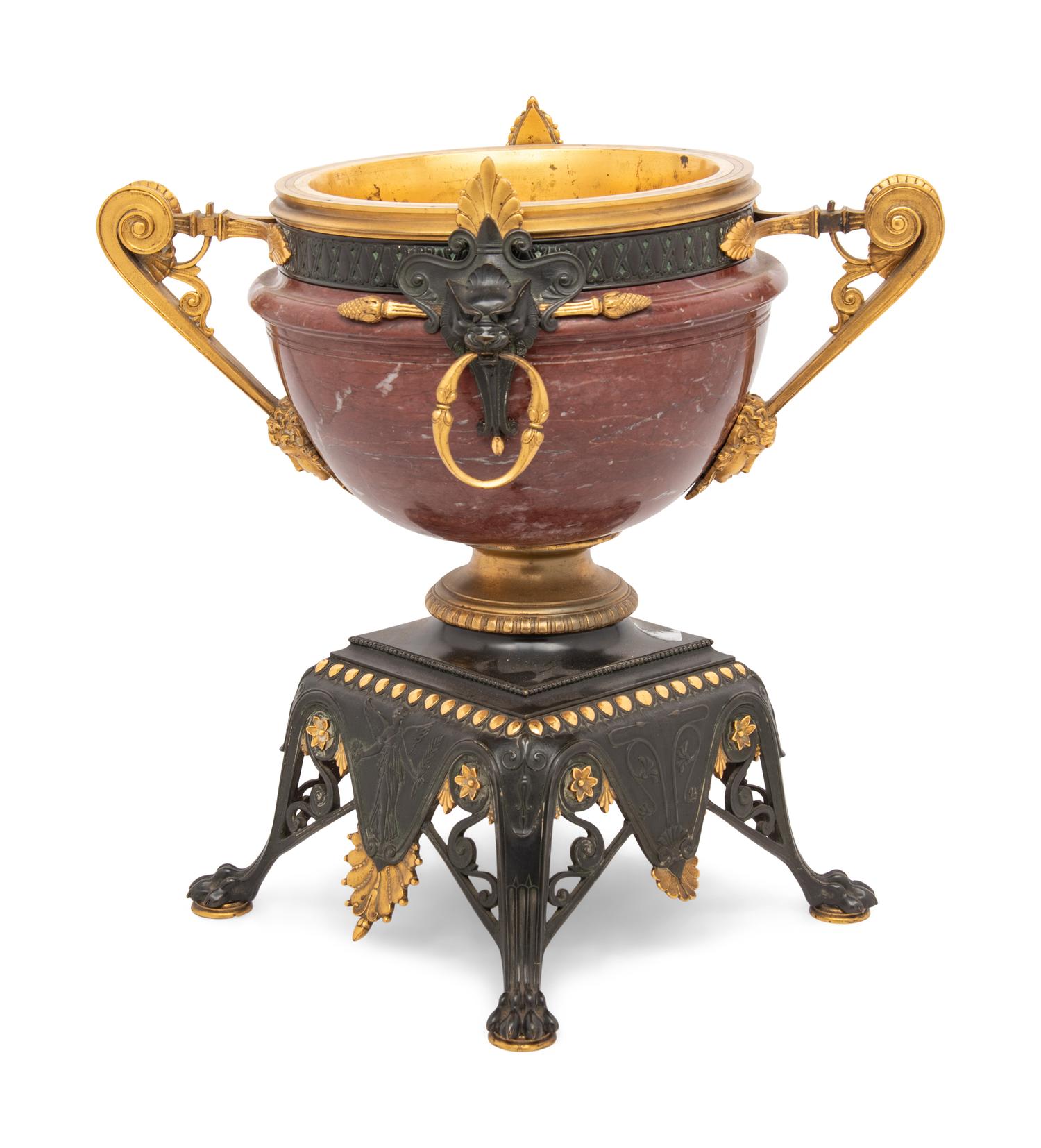 A French Gilt and Patinated Bronze Marble Centerpiece